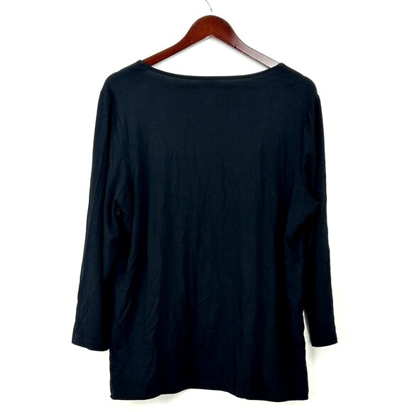 Chicos Touch Of Cool Womens Square Neck Tee Black XL Size 3 Soft Comfort 1211E - Picture 7 of 10